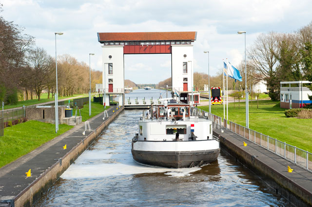 Sluice complex in Twente channel at Eefde, the Netherlands